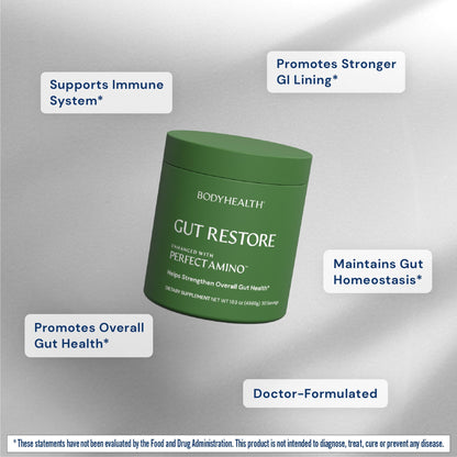 BodyHealth Gut Restore with PerfectAmino, ImmunoLin, and Humic Acid - Gut Health Supplement for Digestive and Immune Support - Unflavored - 30 Servings - dailyvitalstore