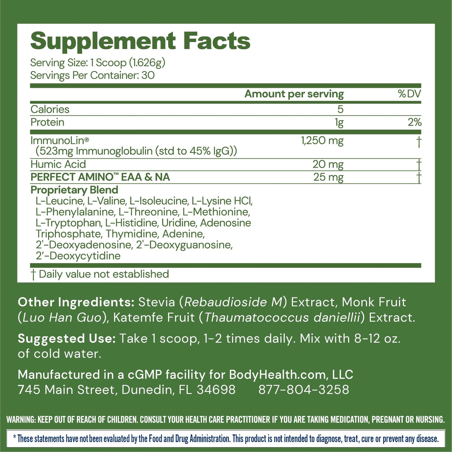 BodyHealth Gut Restore with PerfectAmino, ImmunoLin, and Humic Acid - Gut Health Supplement for Digestive and Immune Support - Unflavored - 30 Servings - dailyvitalstore