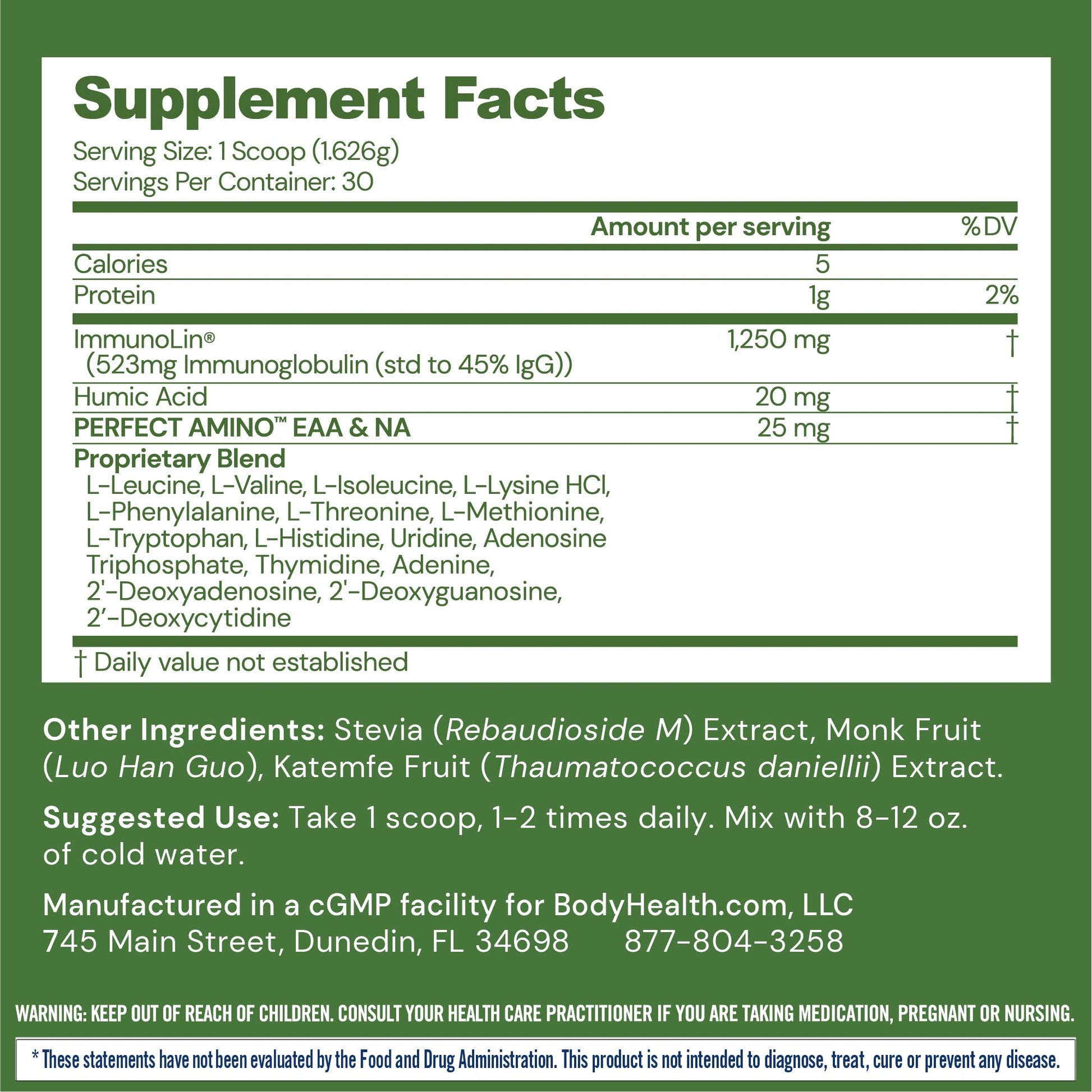 BodyHealth Gut Restore with PerfectAmino, ImmunoLin, and Humic Acid - Gut Health Supplement for Digestive and Immune Support - Unflavored - 30 Servings - dailyvitalstore