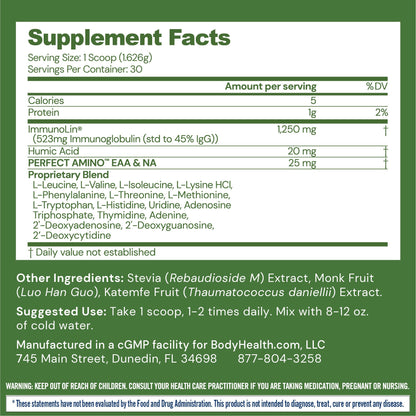 BodyHealth Gut Restore with PerfectAmino, ImmunoLin, and Humic Acid - Gut Health Supplement for Digestive and Immune Support - Unflavored - 30 Servings - dailyvitalstore