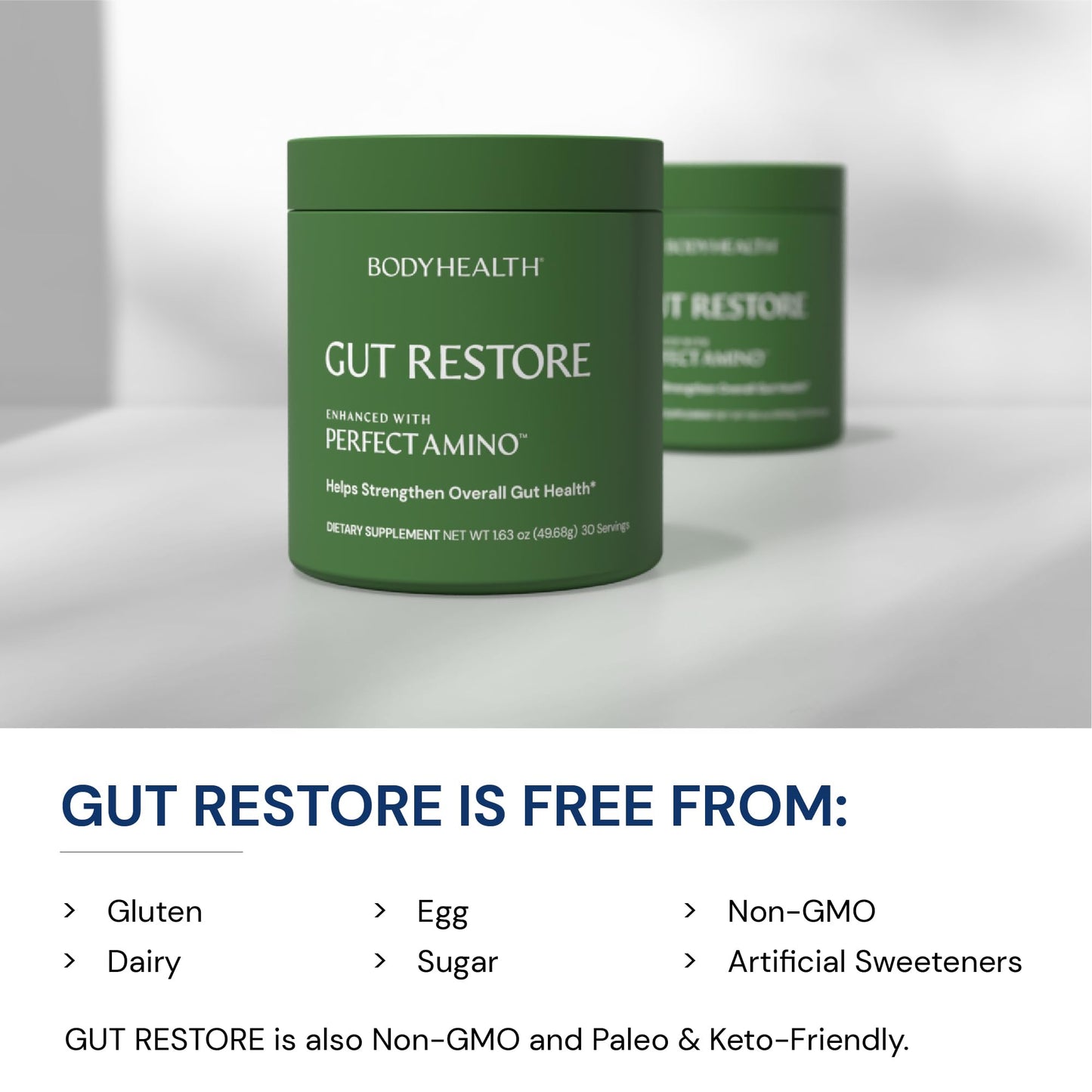 BodyHealth Gut Restore with PerfectAmino, ImmunoLin, and Humic Acid - Gut Health Supplement for Digestive and Immune Support - Unflavored - 30 Servings - dailyvitalstore