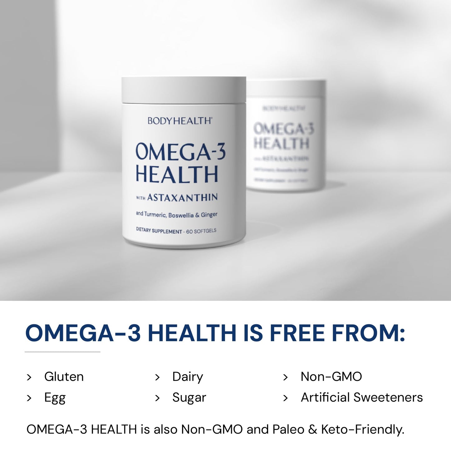 BodyHealth Omega 3 Health, Fish Oil Supplement for Women and Men, Heart and Brain Health, Fish Oil Pills, Fatty Acid Supplements, Omega 3 Vitamins - 60 Soft Gels - dailyvitalstore