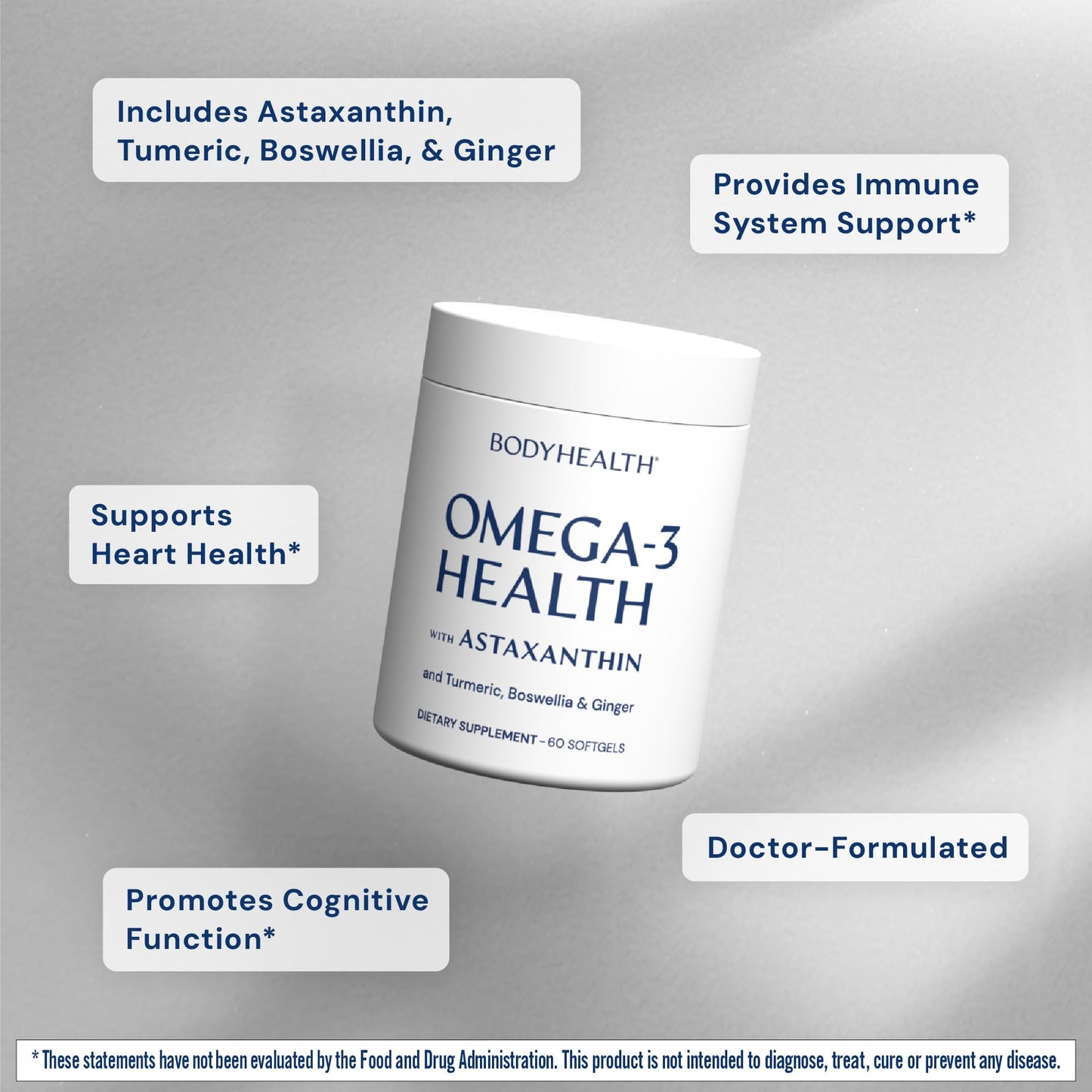 BodyHealth Omega 3 Health, Fish Oil Supplement for Women and Men, Heart and Brain Health, Fish Oil Pills, Fatty Acid Supplements, Omega 3 Vitamins - 60 Soft Gels - dailyvitalstore