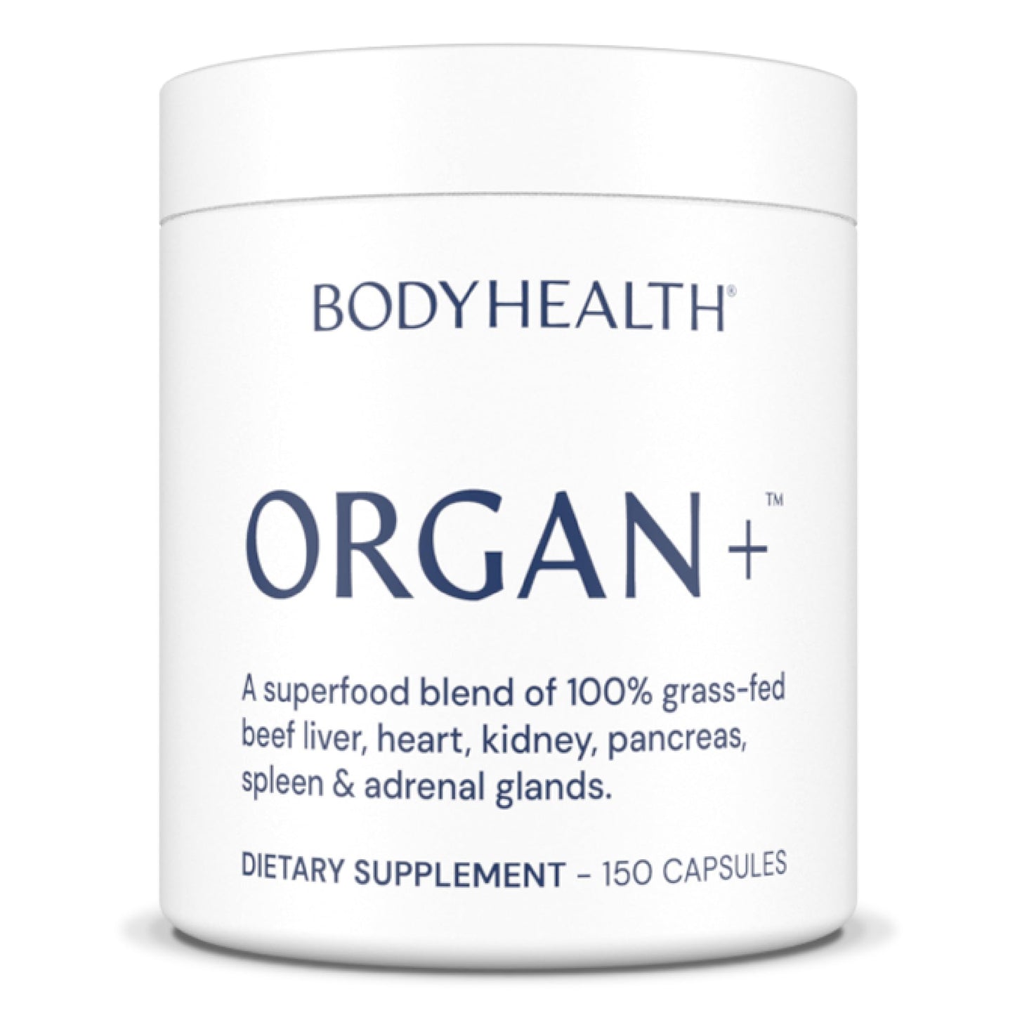 BodyHealth Organ+ Grass-Fed Glandular Organ Complex, Grassfed Beef Organ Supplement, Dessicated Beef Liver, Heart, Kidney, Pancreas, Spleen, Non GMO, Adrenal, Supplement, (150 Capsules) - dailyvitalstore