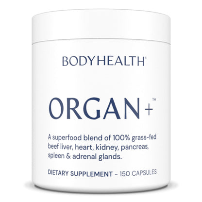 BodyHealth Organ+ Grass-Fed Glandular Organ Complex, Grassfed Beef Organ Supplement, Dessicated Beef Liver, Heart, Kidney, Pancreas, Spleen, Non GMO, Adrenal, Supplement, (150 Capsules) - dailyvitalstore