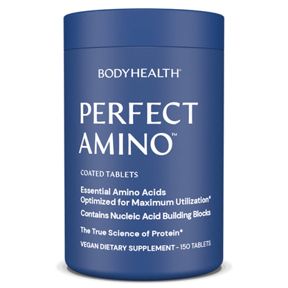 BodyHealth PerfectAmino (150 ct) Easy to Swallow Tablets, Essential Amino Acids Supplement with BCAAs, Vegan Protein for Pre/Post Workout & Muscle Recovery with Lysine, Tryptophan, Leucine, Methionine - dailyvitalstore