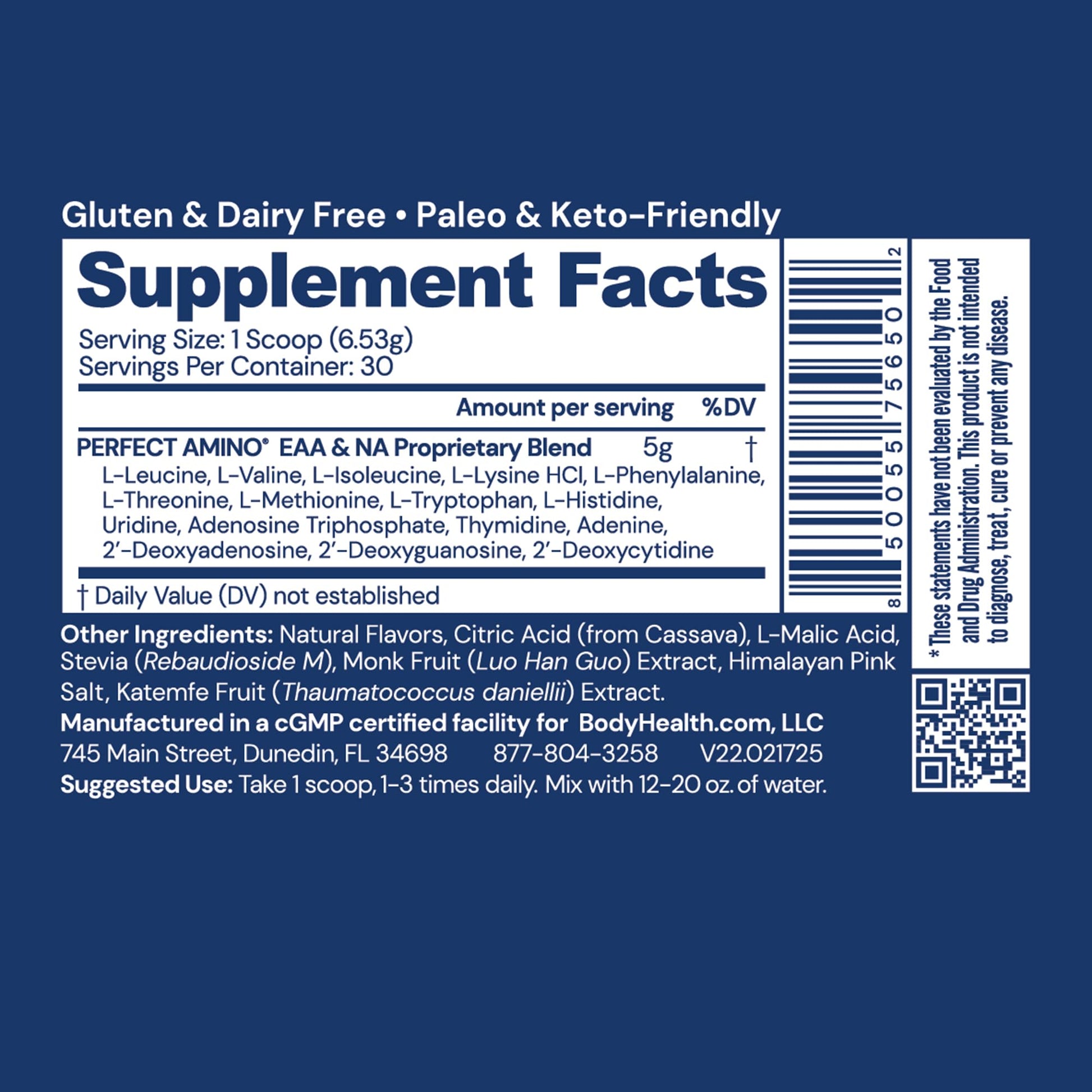 BodyHealth PerfectAmino Powder - BCAA and EAA Powder for Pre and Post Workout - Amino Acid Energy Drink for Men and Women to Support Lean - dailyvitalstore