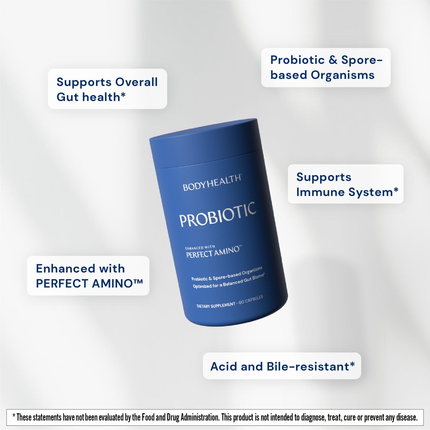 BodyHealth Probiotic Enhanced with PerfectAmino for Women and Men, Spore Based with Bifidobacterium, Lactobacillus Salivarius, - dailyvitalstore