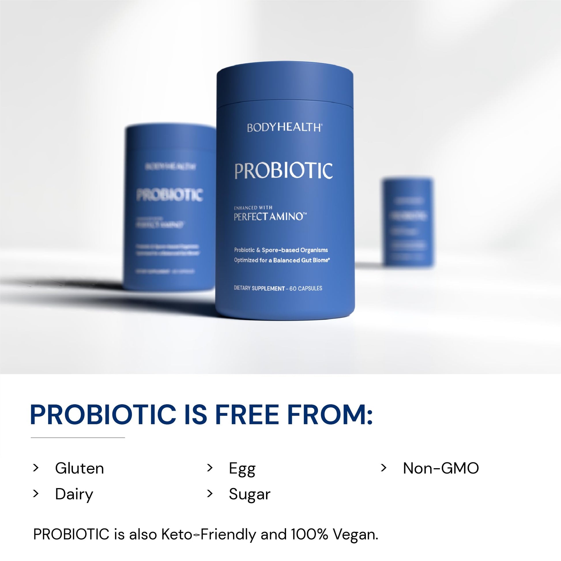 BodyHealth Probiotic Enhanced with PerfectAmino for Women and Men, Spore Based with Bifidobacterium, Lactobacillus Salivarius, - dailyvitalstore