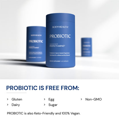 BodyHealth Probiotic Enhanced with PerfectAmino for Women and Men, Spore Based with Bifidobacterium, Lactobacillus Salivarius, - dailyvitalstore