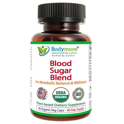 Bodymune Blood Sugar Blend – Organic Blood Sugar Support Supplement – with Bitter Melon Capsules, Moringa, & Black Seed Oil – 33 Capsules - dailyvitalstore