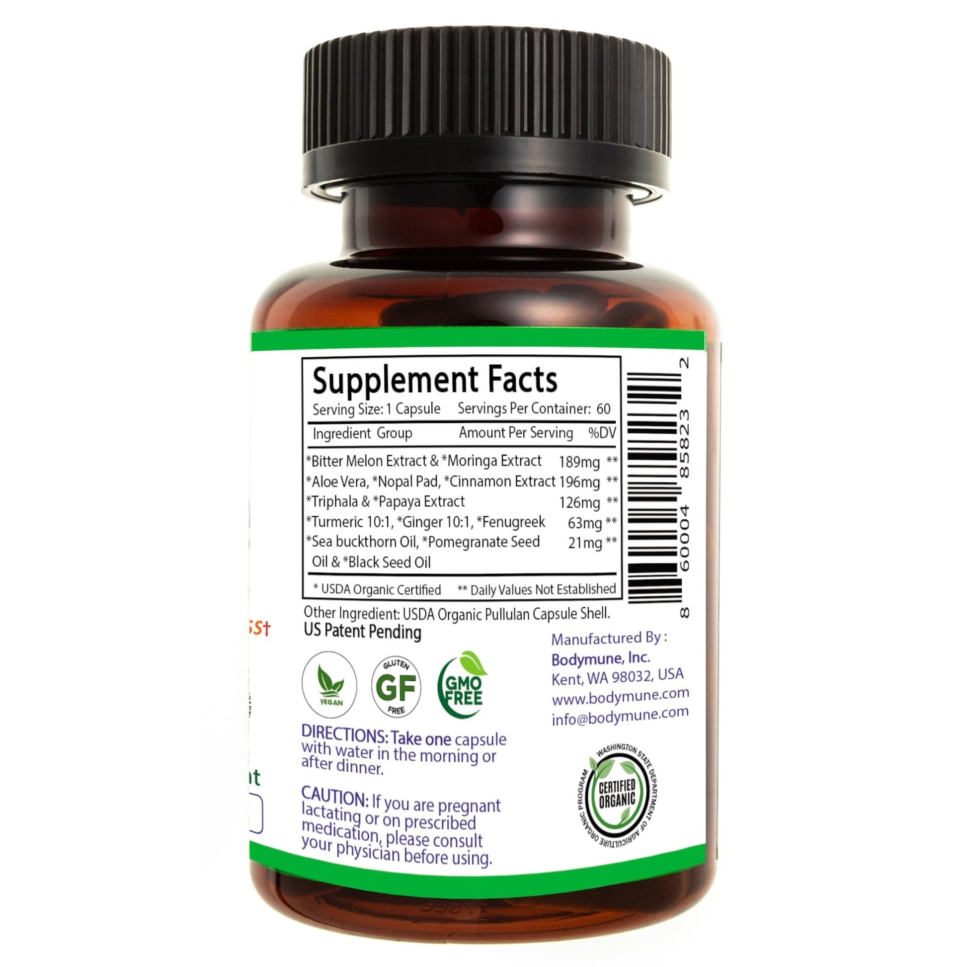 Bodymune Blood Sugar Blend – Organic Blood Sugar Support Supplement – with Bitter Melon Capsules, Moringa, & Black Seed Oil – 66 Capsules - dailyvitalstore