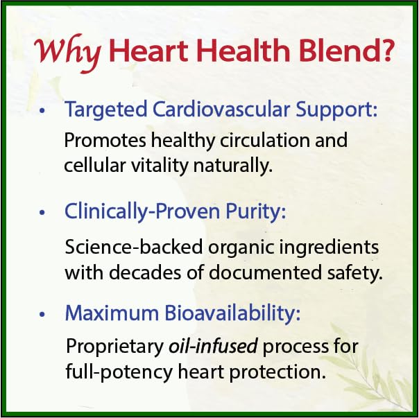 Bodymune Heart Health Blend Cholesterol Support – Organic Cardiovascular & Circulation Supplement – with Green Tea, Pomegranate & Black Seed Oil – 66 Capsules – USDA Organic, Vegan - dailyvitalstore