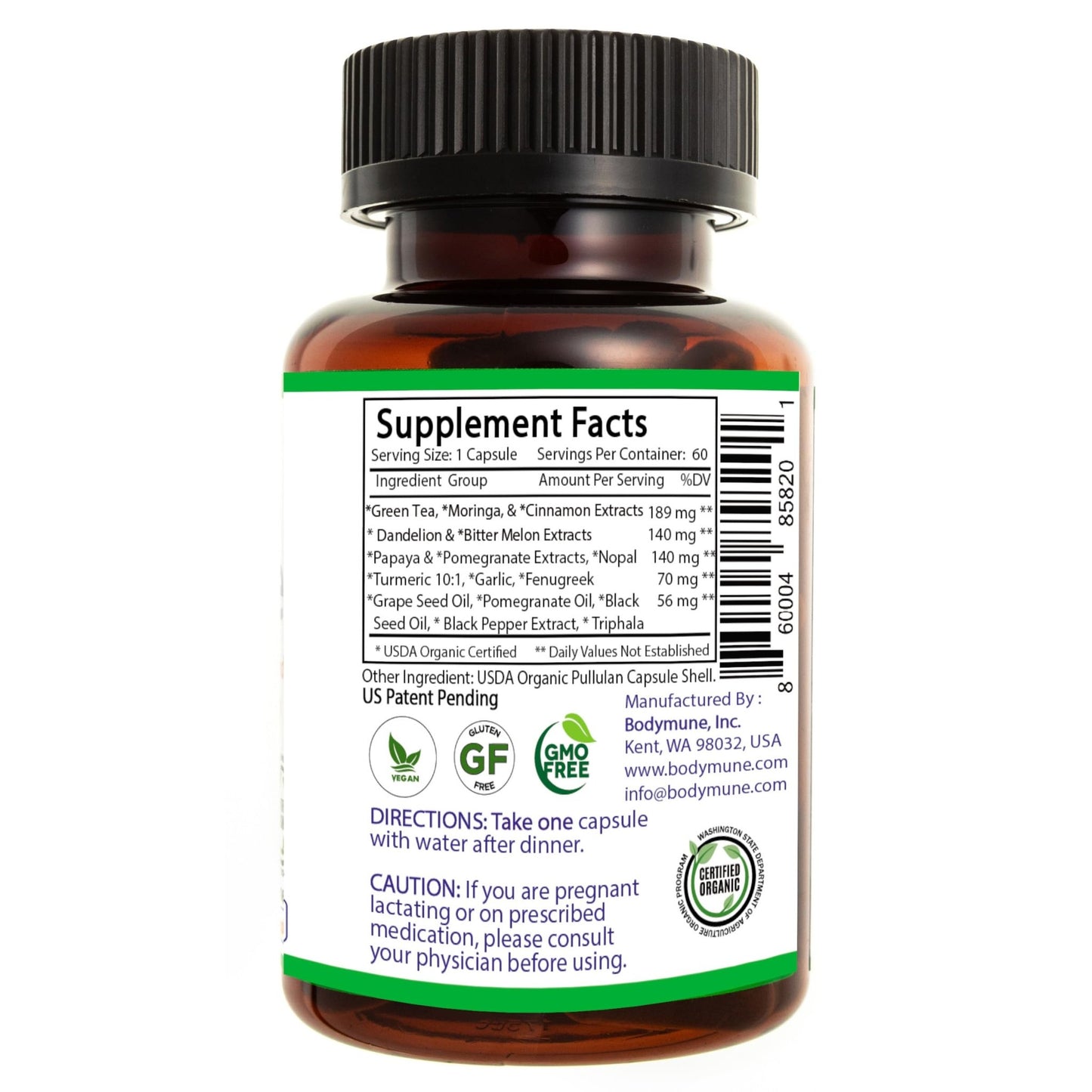 Bodymune Heart Health Blend Cholesterol Support – Organic Cardiovascular & Circulation Supplement – with Green Tea, Pomegranate & Black Seed Oil – 66 Capsules – USDA Organic, Vegan - dailyvitalstore