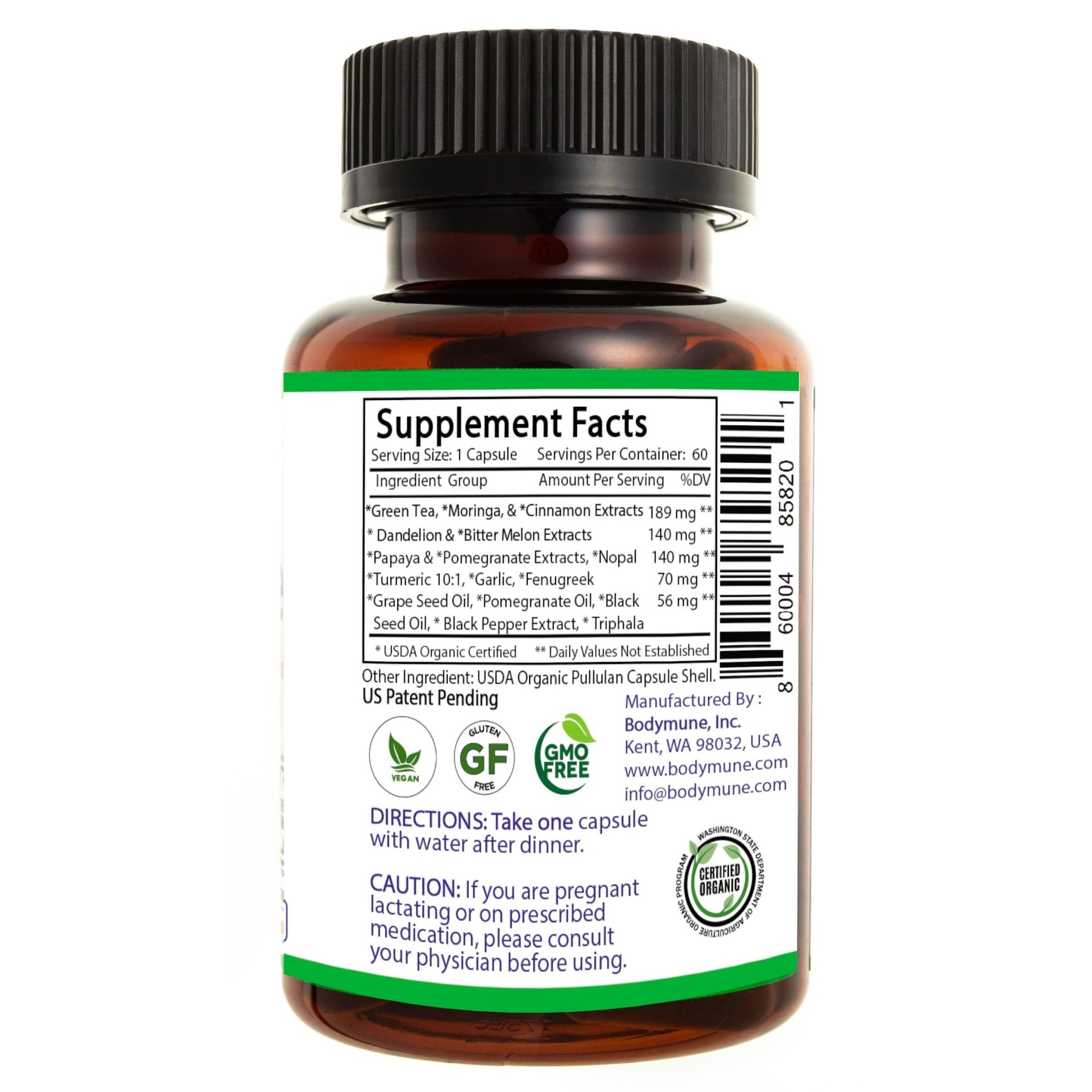 Bodymune Heart Health Blend Cholesterol Support – Organic Cardiovascular & Circulation Supplement – with Green Tea, Pomegranate & Black Seed Oil – 66 Capsules – USDA Organic, Vegan - dailyvitalstore