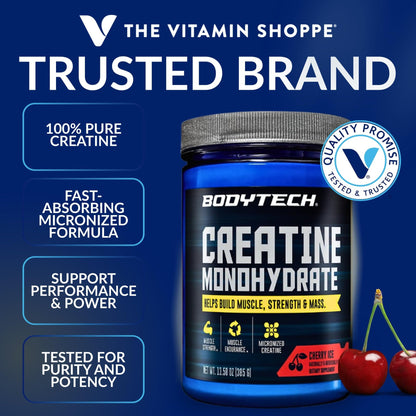 BodyTech 100% Pure Creatine Monohydrate Powder - Micronized for Maximum Absorption - Supports Muscle Strength & Power Output - dailyvitalstore