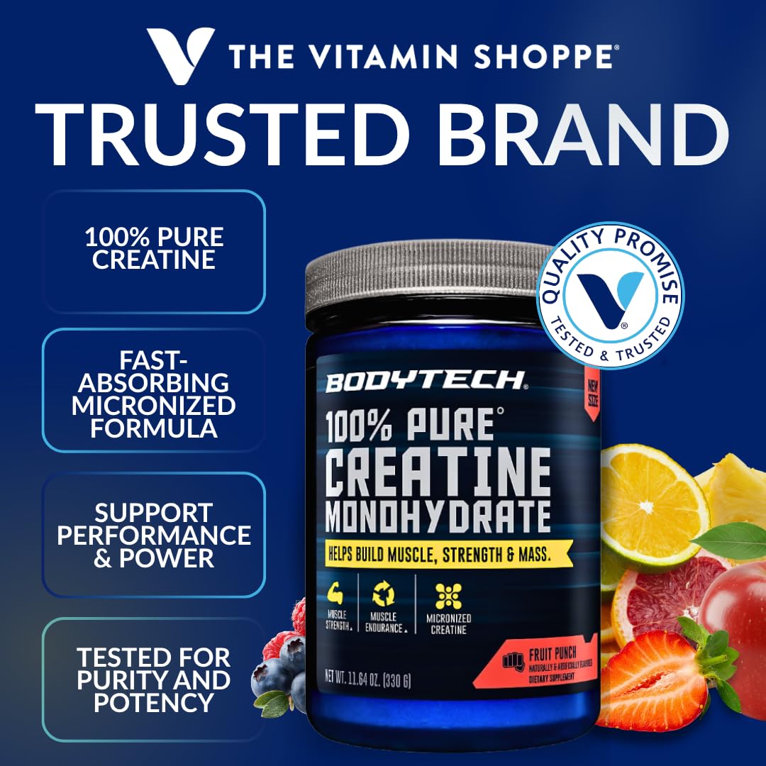 BodyTech Creatine Monohydrate Powder a Micronized a Fruit Punch (11.64 Oz./55 Servings) - dailyvitalstore