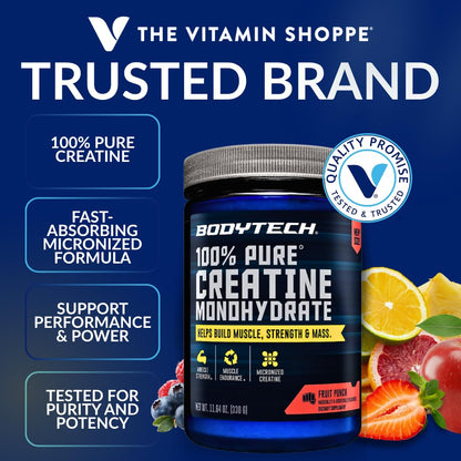 BodyTech Creatine Monohydrate Powder a Micronized a Fruit Punch (11.64 Oz./55 Servings) - dailyvitalstore