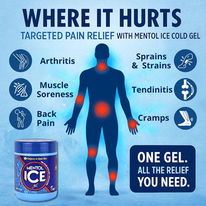 BOÉ COSMETICS Mentol Ice Cold Gel 8 oz (2 Pack) Pain Relief Gel for Muscles & Joints – Fast-Acting Analgesic for Arthritis, Back Pain, Cramps, Sprains & Headaches – Non-Greasy & Quick Absorption - dailyvitalstore