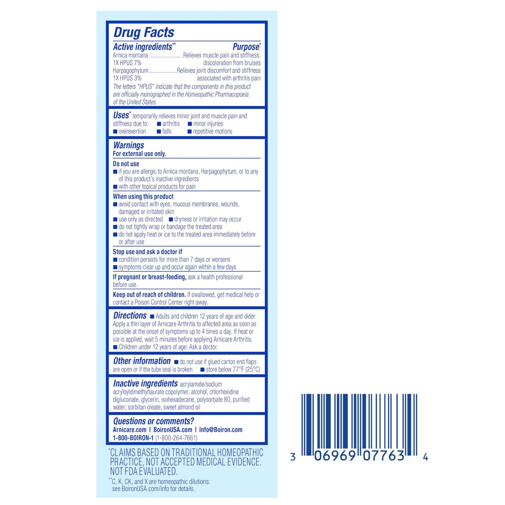 Boiron Arnicare Arthritis Cream for Pain Relief of Knees, Hands, Wrists, Elbows, Joints & Muscles – Quickly Absorbed & Fragrance-Free – 2.5 oz - dailyvitalstore