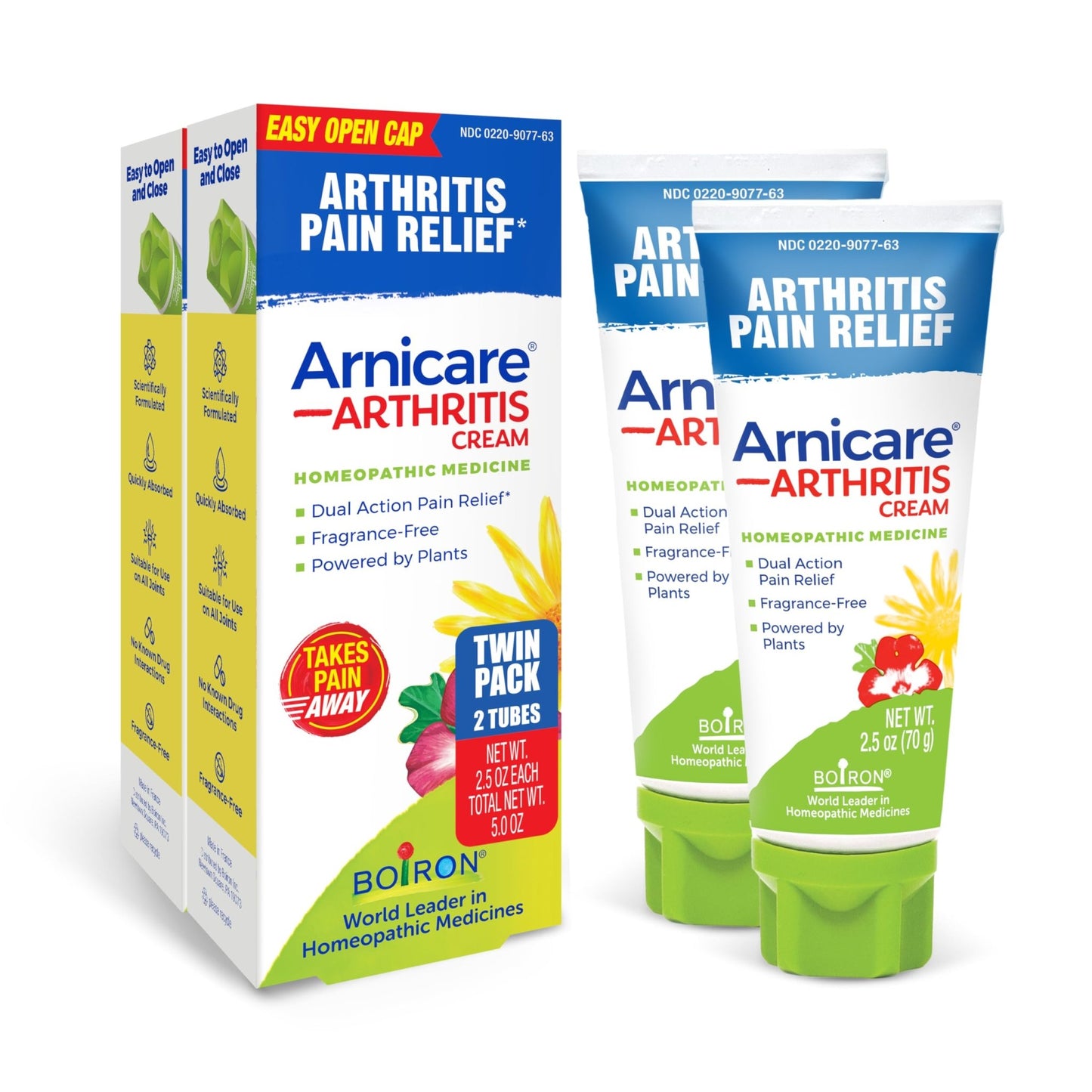 Boiron Arnicare Arthritis Cream for Pain Relief of Knees, Hands, Wrists, Elbows, Joints & Muscles – Quickly Absorbed & Fragrance-Free – 5 oz (2 Pack of 2.5 oz) - dailyvitalstore