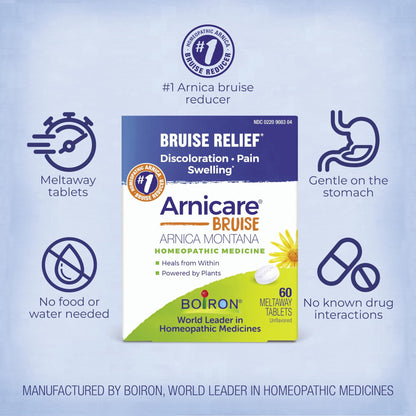 Boiron Arnicare Bruise for Relief of Pain or Swelling from Injuries, and Discoloration of Bruises - 60 Tablets - dailyvitalstore