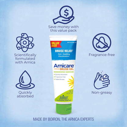 Boiron Arnicare Bruise Gel for Pain, Inflammation or Swelling, Soreness, and Discoloration - Non-greasy and Fragrance-Free - 4.2 oz - dailyvitalstore