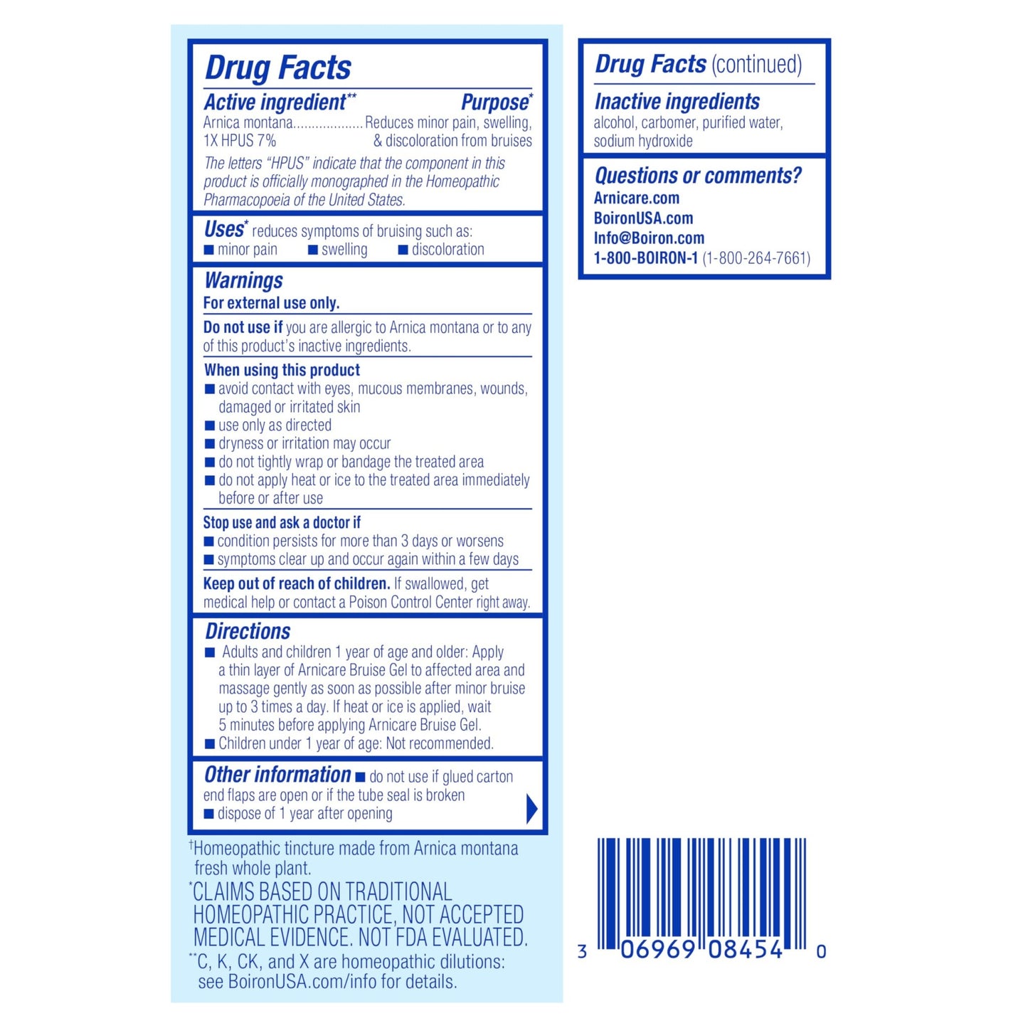 Boiron Arnicare Bruise Gel for Relief of Pain, Inflammation or Swelling, Soreness, and Discoloration - Non-greasy and Fragrance-Free - 1.5 oz - dailyvitalstore