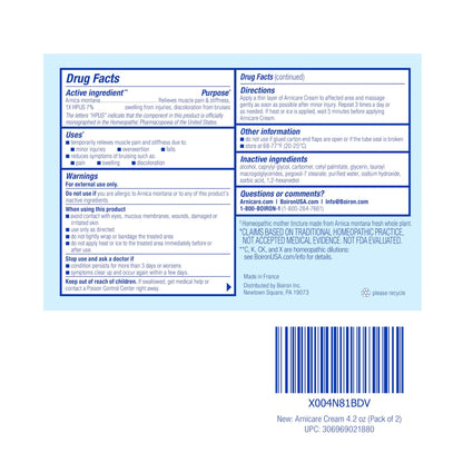 Boiron Arnicare Cream 4.2 oz (Twin Pack) for Joint Pain, Muscle Pain Relief, Swelling, Soreness, Stiffness, and Bruises - Fast Absorbing and Fragrance-Free Arnica - dailyvitalstore