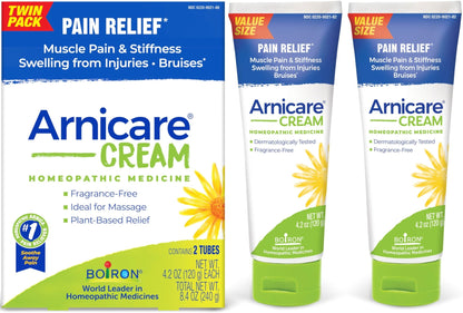 Boiron Arnicare Cream 4.2 oz (Twin Pack) for Joint Pain, Muscle Pain Relief, Swelling, Soreness, Stiffness, and Bruises - Fast Absorbing and Fragrance-Free Arnica - dailyvitalstore