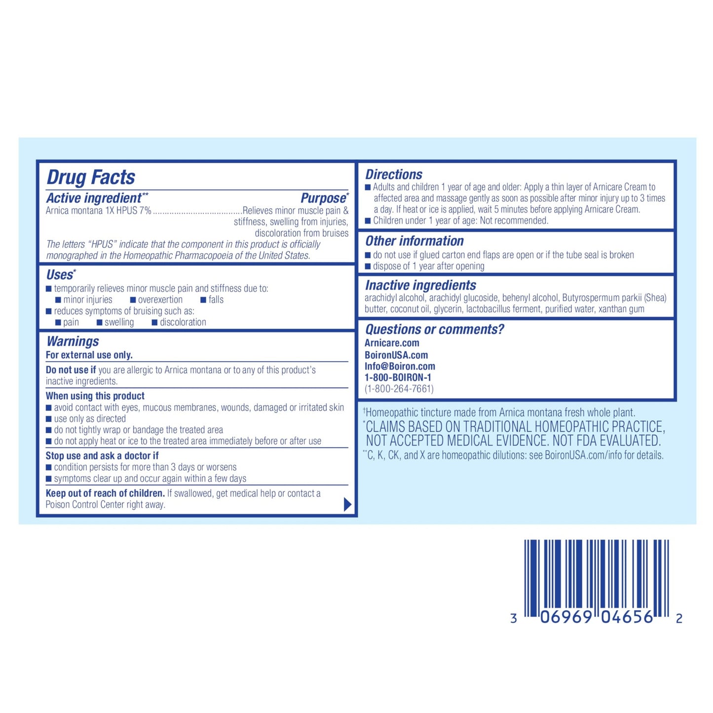 Boiron Arnicare Cream for Joint Pain, Muscle Pain, Swelling, Soreness, Stiffness, and Bruises - Fast Absorbing and Fragrance-Free - 2.5 oz - dailyvitalstore