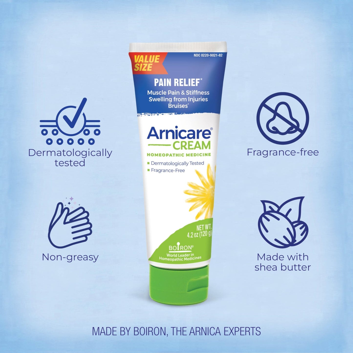 Boiron Arnicare Cream for Joint Pain, Muscle Pain, Swelling, Soreness, Stiffness, and Bruises - Fast Absorbing and Fragrance-Free - 4.2 oz - dailyvitalstore