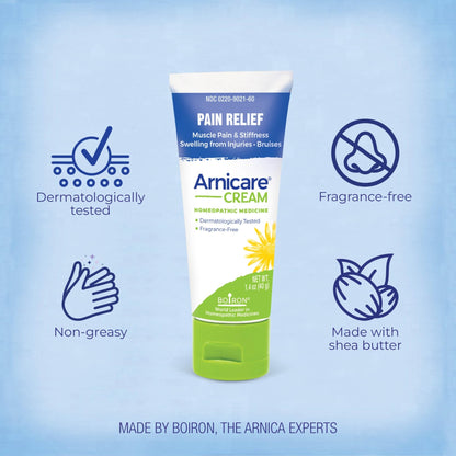 Boiron Arnicare Cream for Relief for Joint Pain, Muscle Pain, Muscle Soreness, and Swelling from Bruises or Injury - Fast Absorbing and Fragrance-Free - 1.3 oz - dailyvitalstore