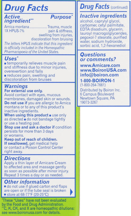 Boiron Arnicare Cream, Homeopathic Medicine for Pain Relief, 1.3 Ounce (Pack of 1) - dailyvitalstore