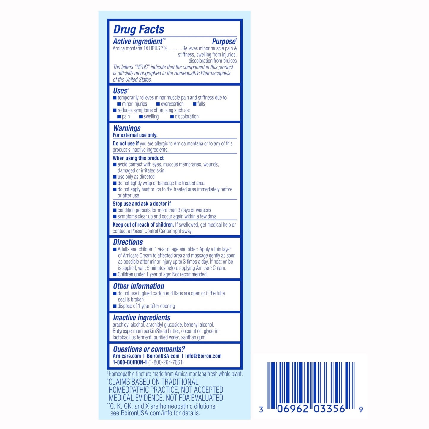 Boiron Arnicare Cream Natural Soothing Relief for Joint Pain, Muscle Pain, Swelling, Soreness, and Stiffness - Fast Absorbing and Fragrance-Free - 2.5 oz - dailyvitalstore