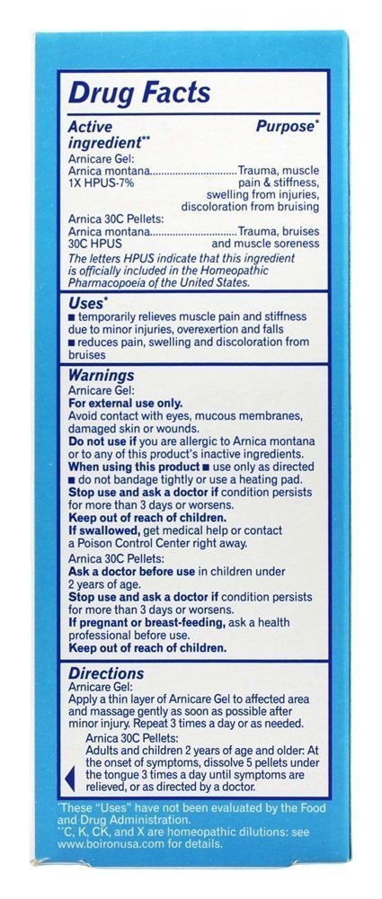 Boiron Arnicare Gel 2.6 oz with Arnica Montana Pellets 80 ct Bluetube - dailyvitalstore