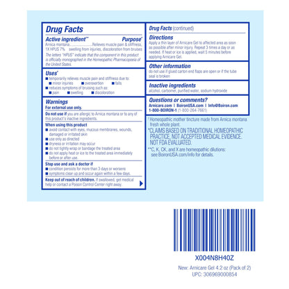 Boiron Arnicare Gel 4.2 oz (Twin Pack) for Joint Pain Relief, Muscle Pain, Muscle Soreness, and Swelling from Bruises or Injury - Non-Greasy and Fragrance-Free Arnica - dailyvitalstore