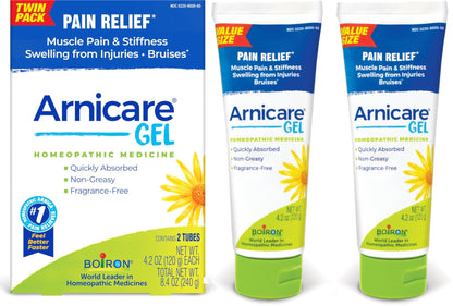 Boiron Arnicare Gel 4.2 oz (Twin Pack) for Joint Pain Relief, Muscle Pain, Muscle Soreness, and Swelling from Bruises or Injury - Non-Greasy and Fragrance-Free Arnica - dailyvitalstore