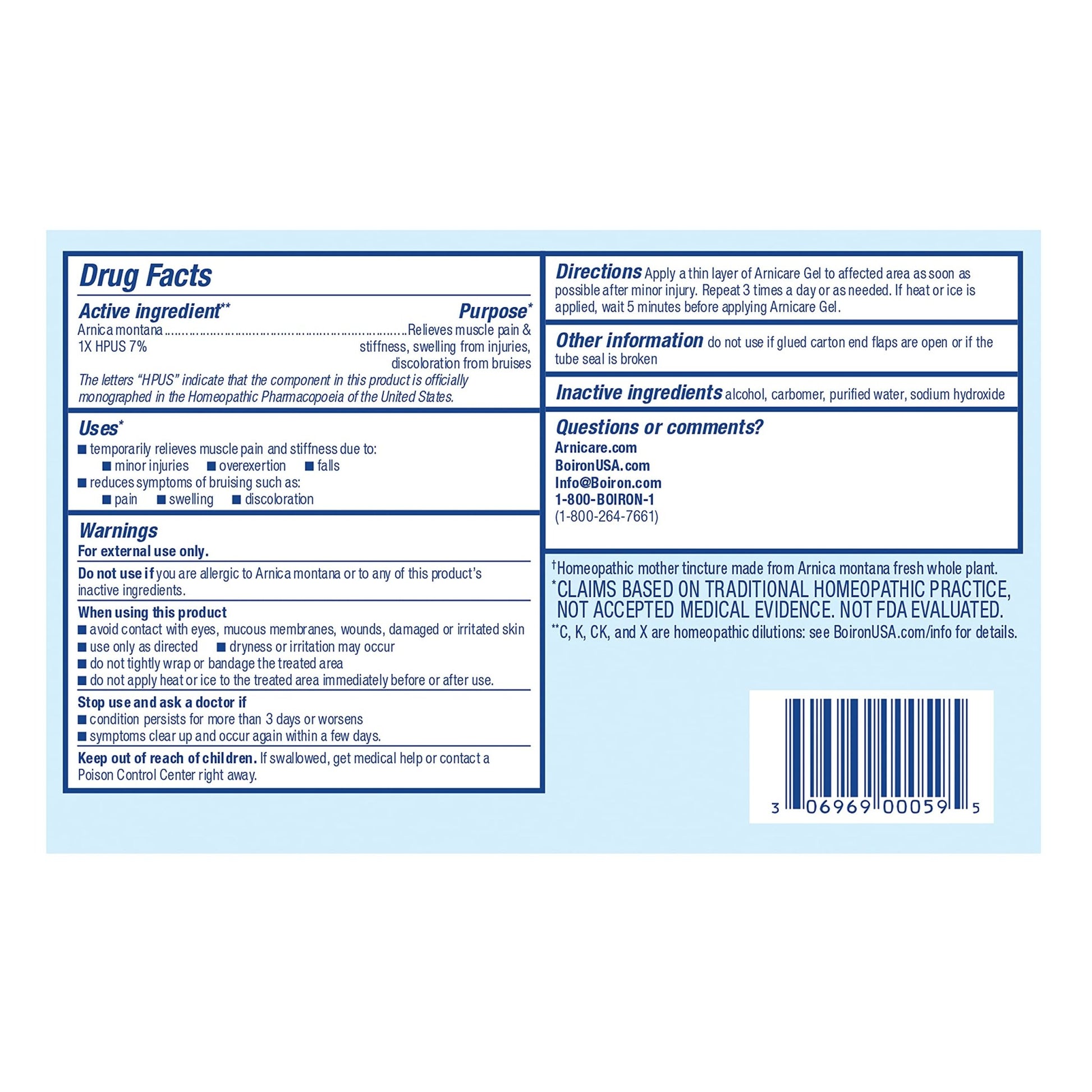 Boiron Arnicare Gel for Joint Pain, Muscle Pain, Swelling, Soreness, and Stiffness - Non-greasy and Fragrance-Free - 2.6 oz - dailyvitalstore