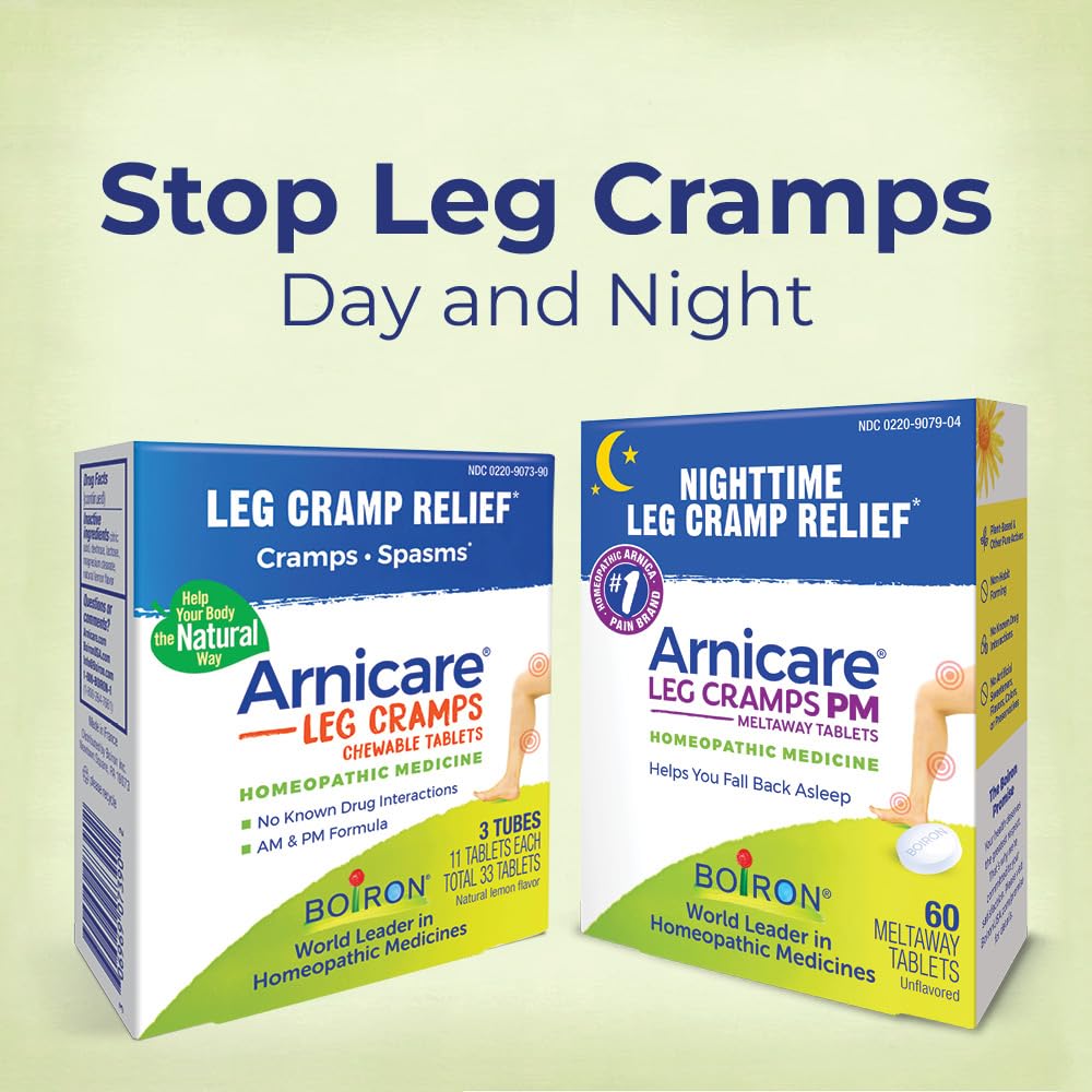 Boiron Arnicare Leg Cramps PM for Nighttime Relief from Cramping and Stiffness in Feet or Calves - 60 Tablets - dailyvitalstore