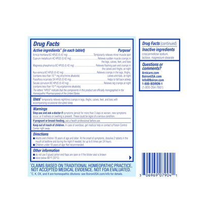 Boiron Arnicare Leg Cramps PM for Nighttime Relief from Cramping and Stiffness in Feet or Calves - 60 Tablets - dailyvitalstore