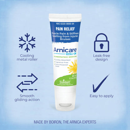 Boiron Arnicare Roll-On for Relief of Joint Pain, Muscle Pain, Muscle Soreness, and Swelling from Bruises or Injury - Cooling Metal Roller and Fragrance-Free - 1.5 oz - dailyvitalstore