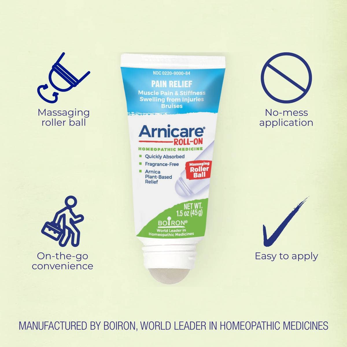 Boiron Arnicare Roll-on gel, for bruising, pain, stiffness, aches, Homeopathic Medicine for Pain Relief, 1.5 Ounce (Pack of 1) - dailyvitalstore