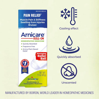 Boiron Arnicare Roll-on gel, for bruising, pain, stiffness, aches, Homeopathic Medicine for Pain Relief, 1.5 Ounce (Pack of 1) - dailyvitalstore