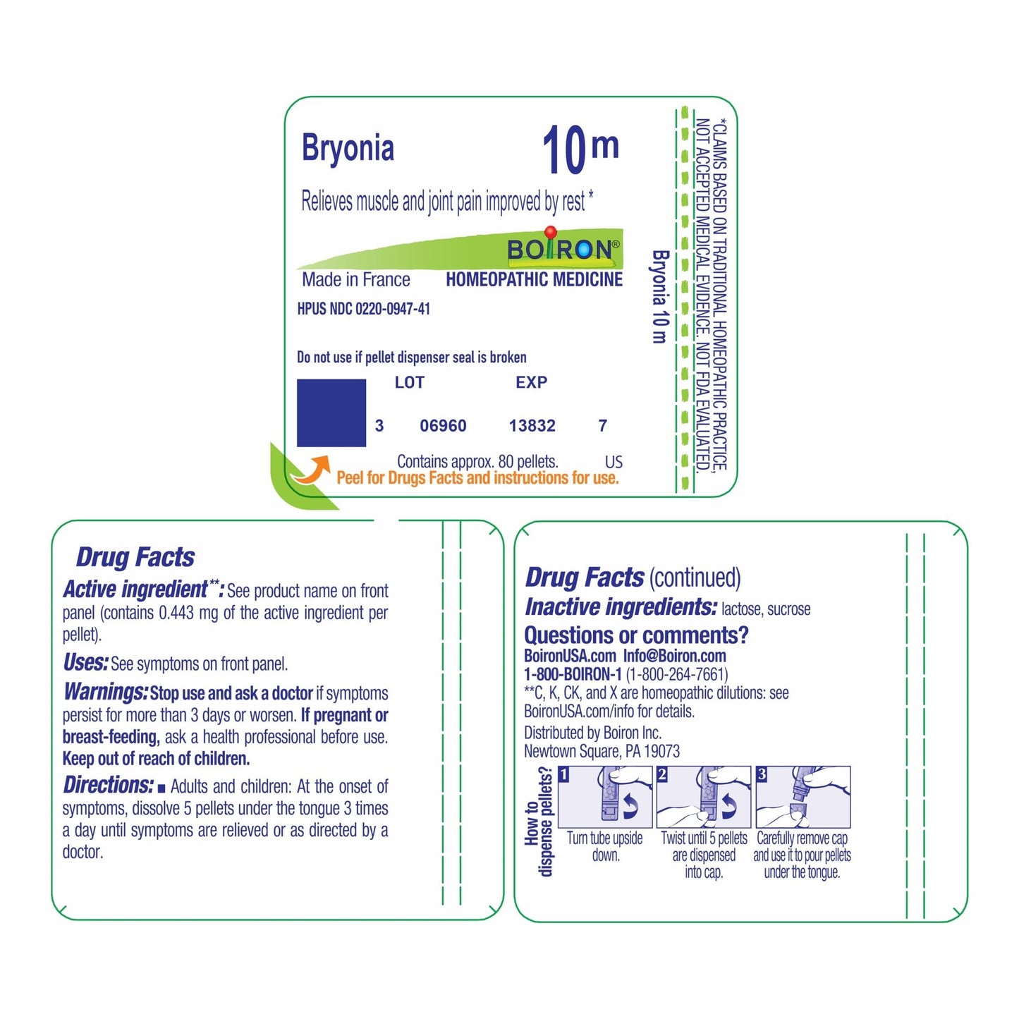 Boiron Bryonia 10M Homeopathic Medicine for Muscle & Joint Pain - 80 Pellets - dailyvitalstore