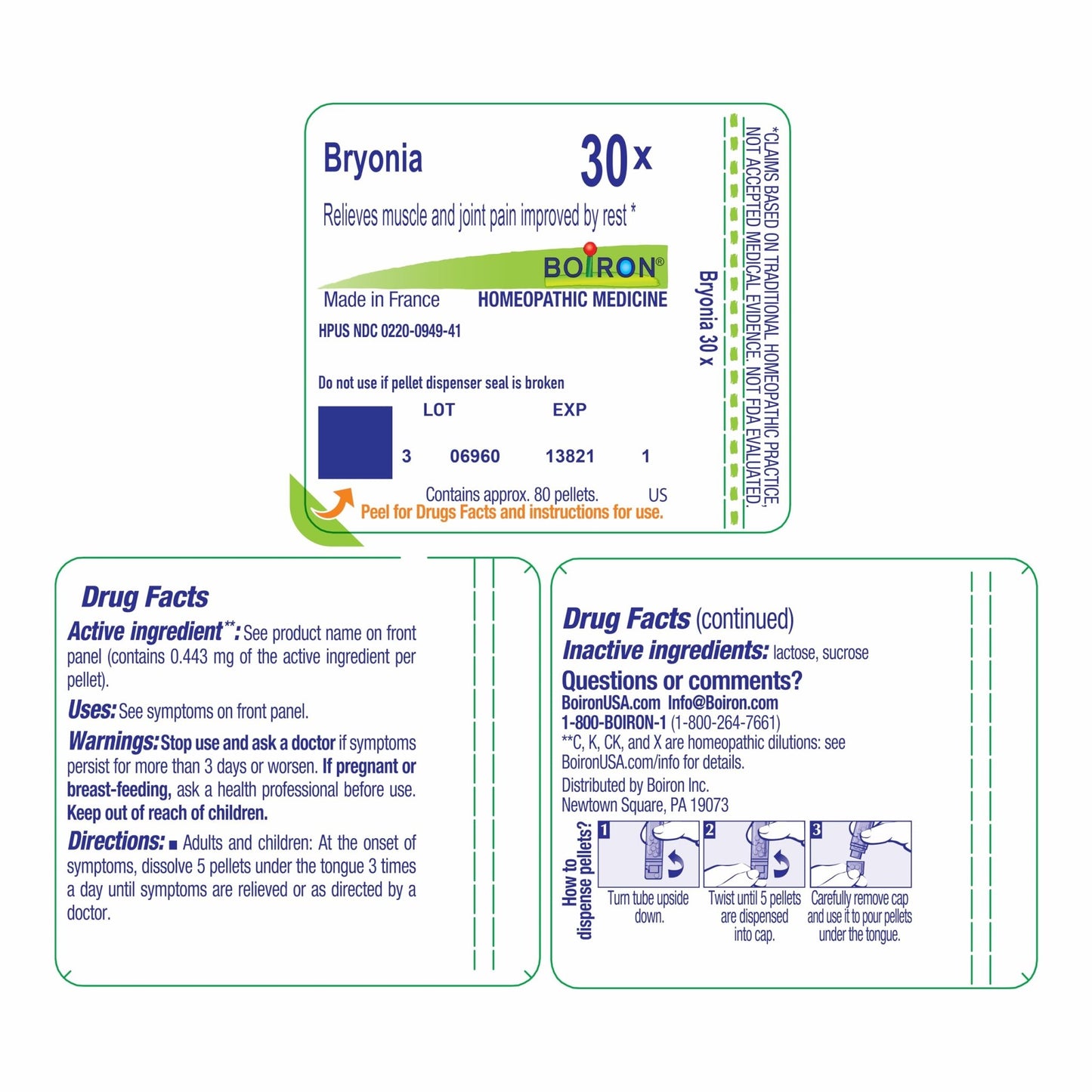Boiron Bryonia 30X Homeopathic Medicine for Muscle & Joint Pain - 80 Pellets - dailyvitalstore