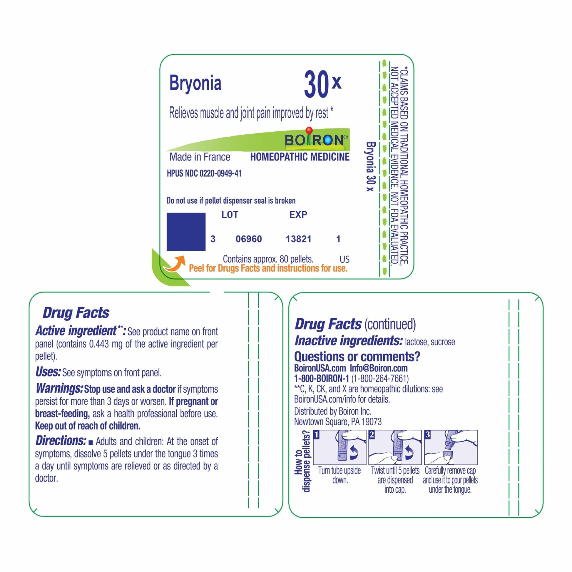 Boiron Bryonia 30X Homeopathic Medicine for Muscle & Joint Pain - 80 Pellets - dailyvitalstore