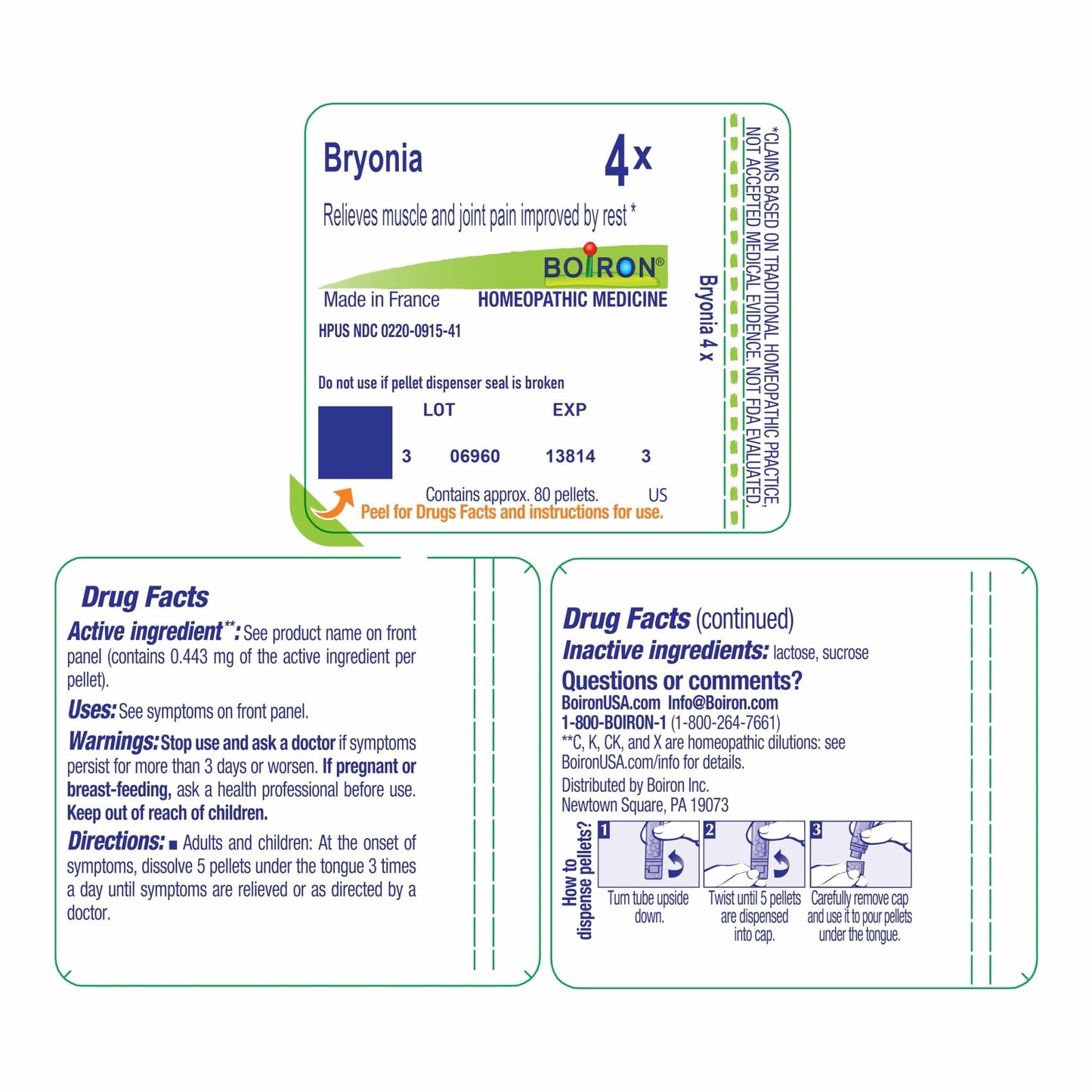 Boiron Bryonia 4X Homeopathic Medicine for Muscle & Joint Pain - 80 Pellets - dailyvitalstore