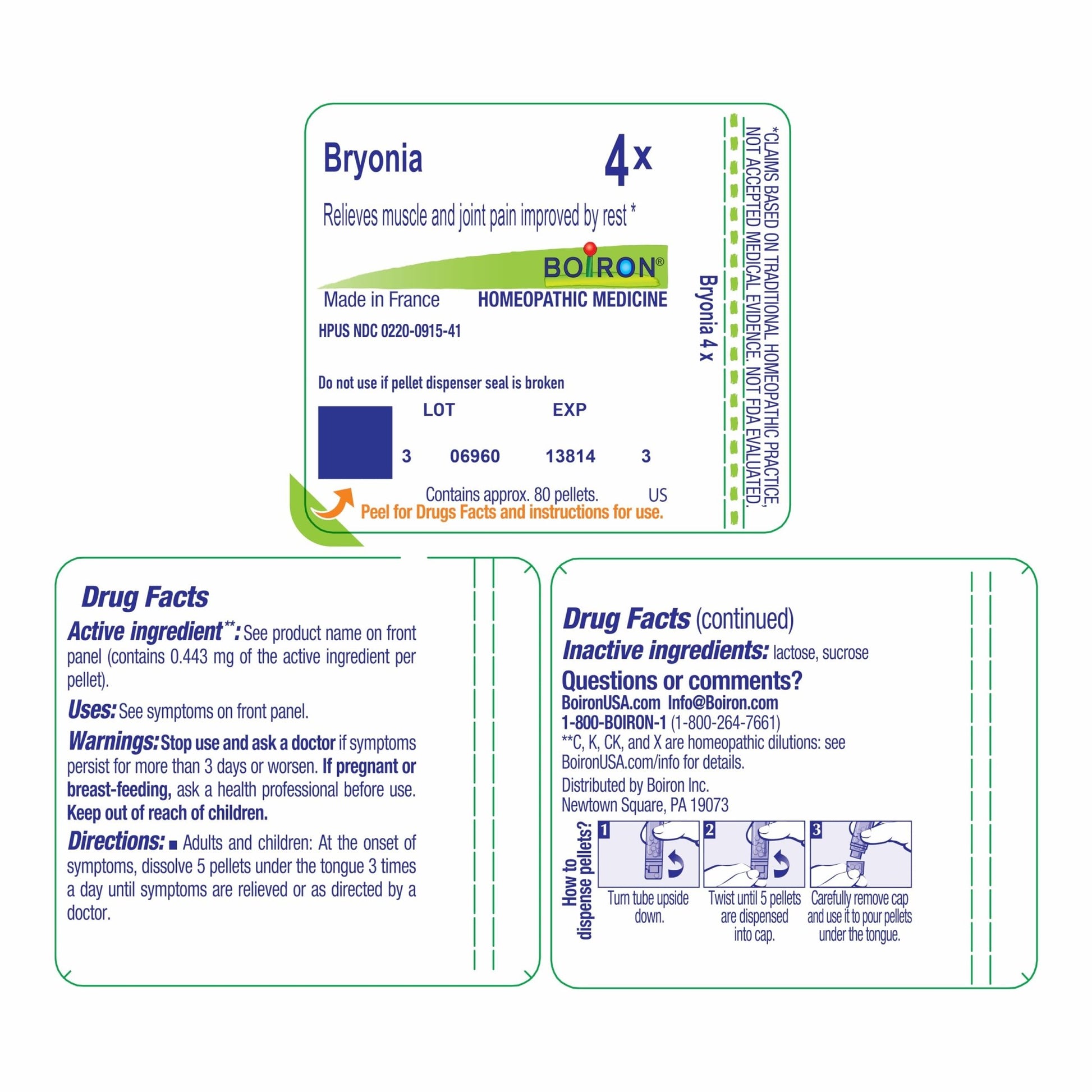Boiron Bryonia 4X Homeopathic Medicine for Muscle & Joint Pain - 80 Pellets - dailyvitalstore