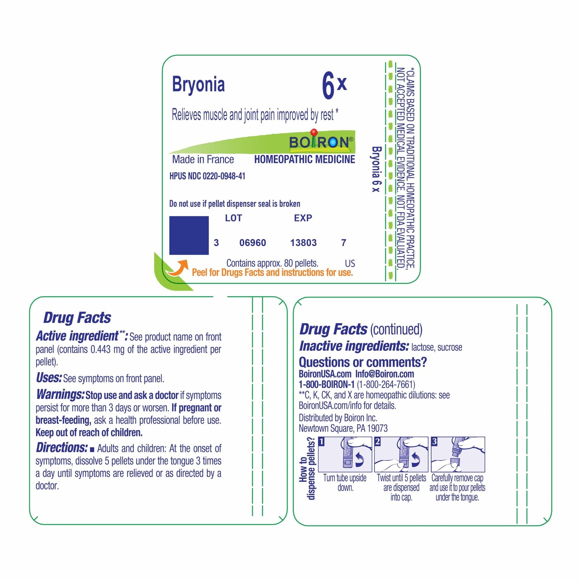 Boiron Bryonia 6X Homeopathic Medicine for Muscle & Joint Pain - 80 Pellets - dailyvitalstore